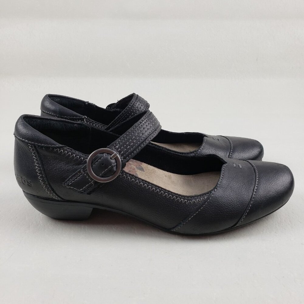 Taos Virtue Mary Jane Shoe Womens 8.5 Black Leather Strap Walk Comfort Low Heel - Picture 2 of 13